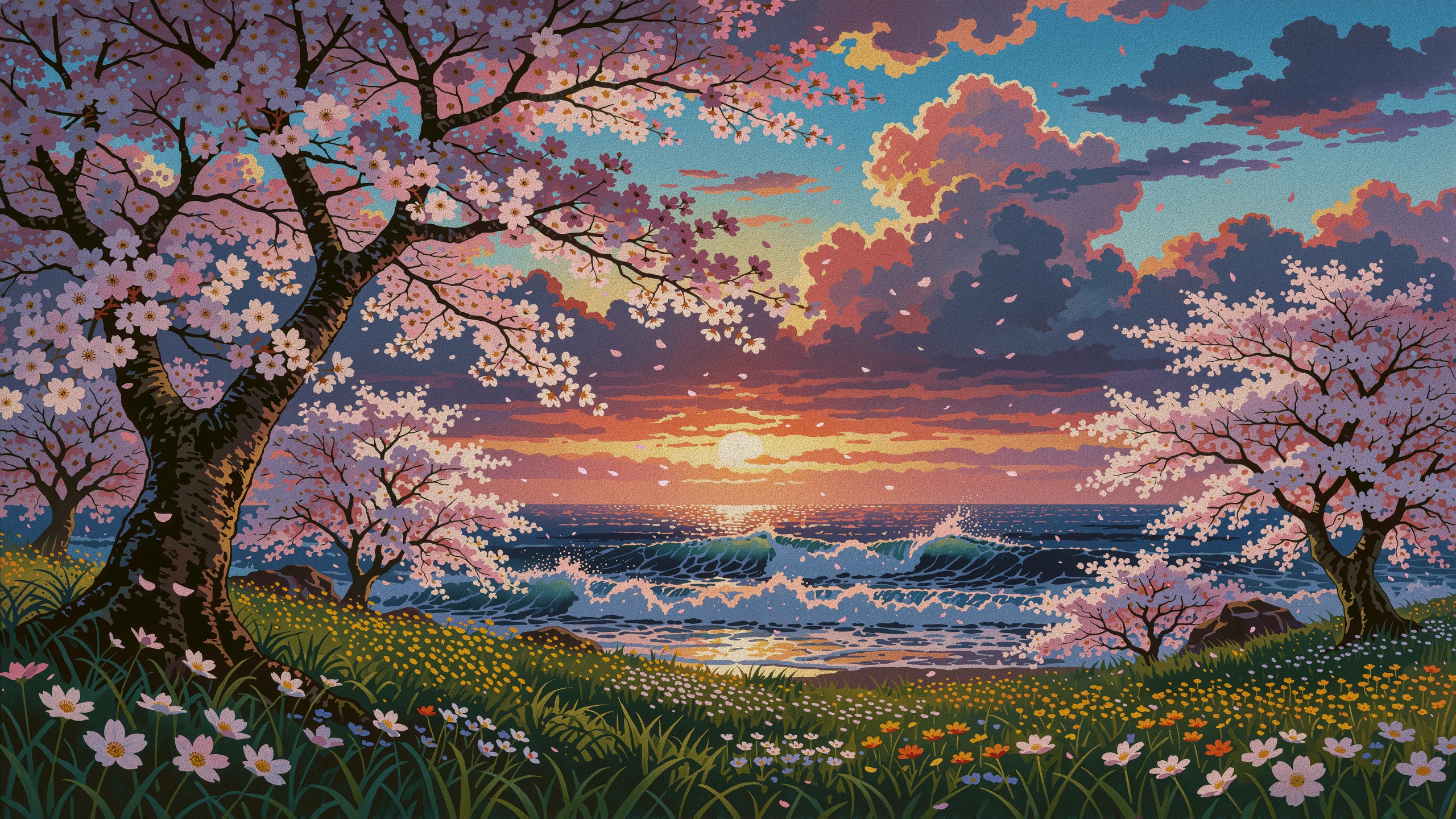 Sakura Sunset 8k