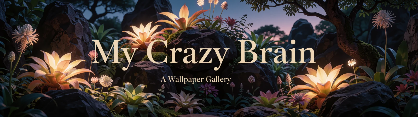 My Crazy Brain. A Wallpaper Gallery. Glowing flowers in a hidden garden.